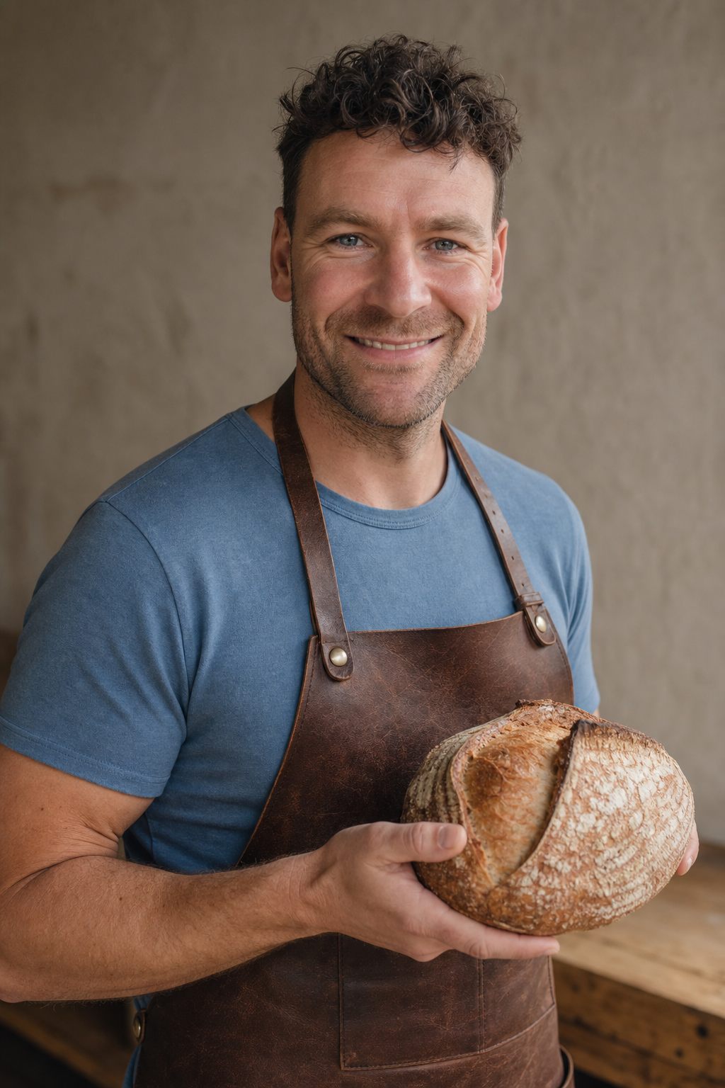 Paul met een vers zuurdesembrood in de hand